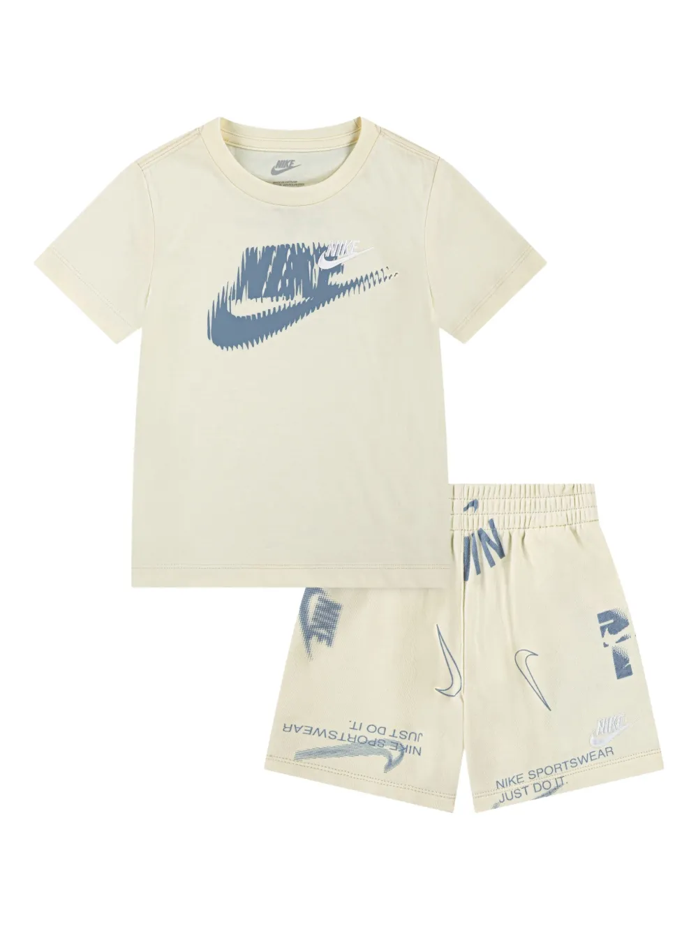 Nike Kids Shorts set met Swoosh logo Beige