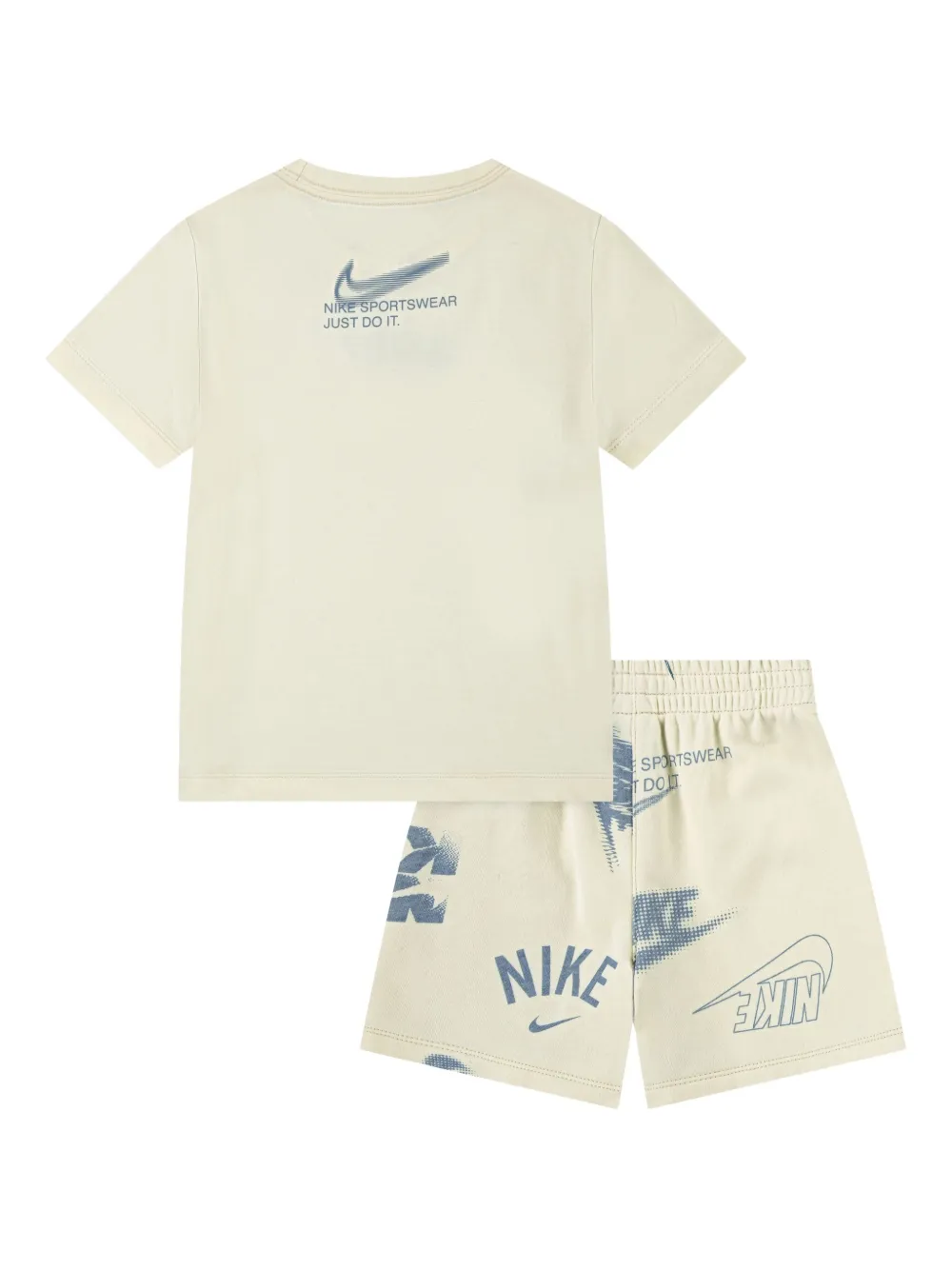 Nike Kids Shorts set met Swoosh logo Beige