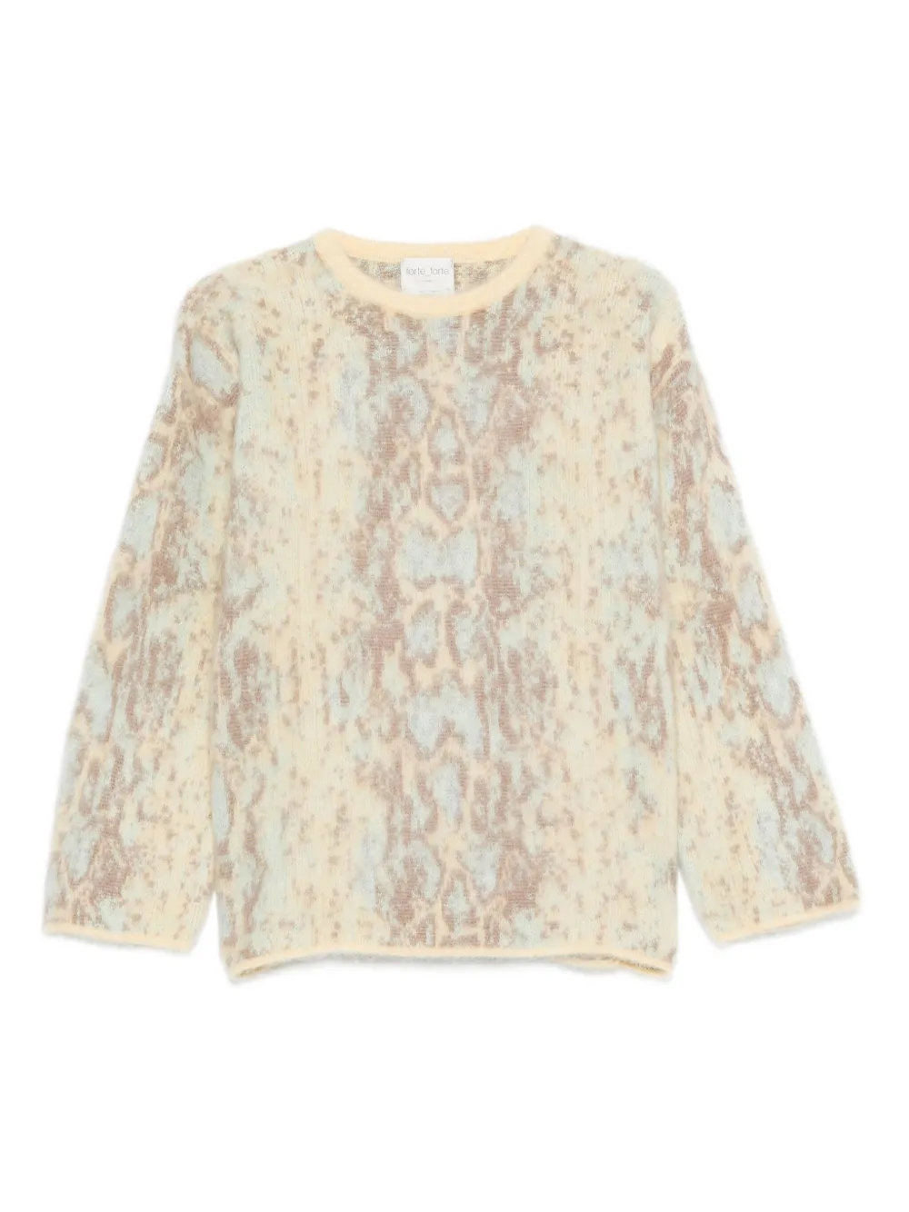 Forte snakeskin-pattern crew-neck sweater Geel
