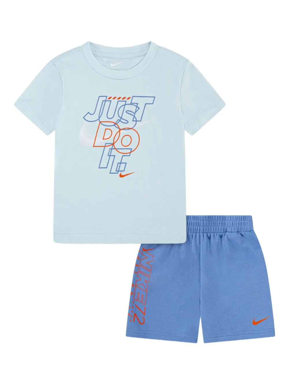 Nike Kids T-shirt en broek met print Blauw