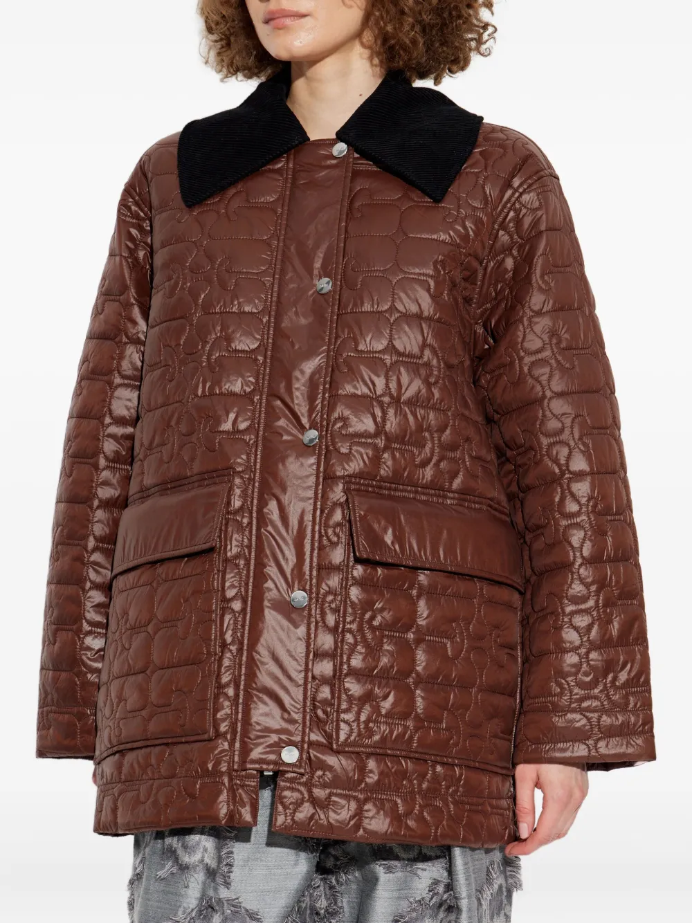 GANNI quilted coat Bruin