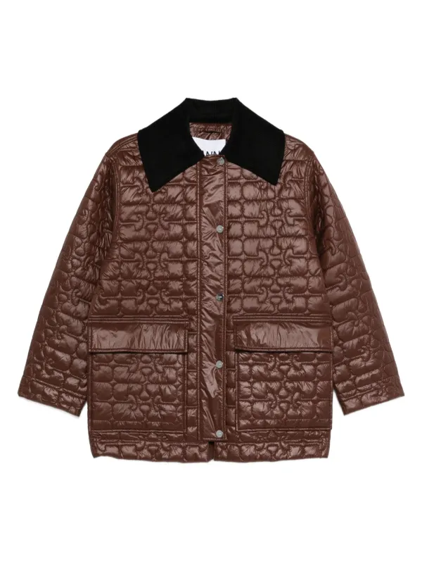 GANNI キルティングドッキングコート GANNI キルティング ロングコート | ブラック | FARFETCH JP