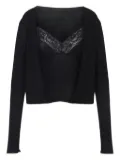 Alberta Ferretti lace-trimmed wool top - Black