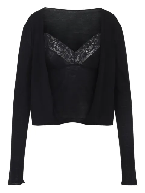 Alberta Ferretti lace-trimmed wool top