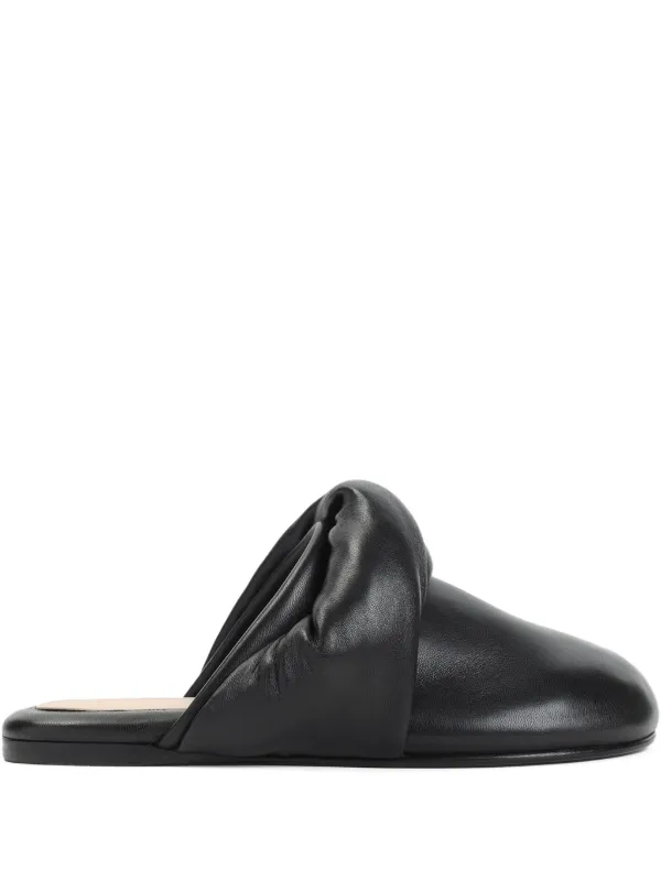 Carven Knotted Leather Mules in Black
