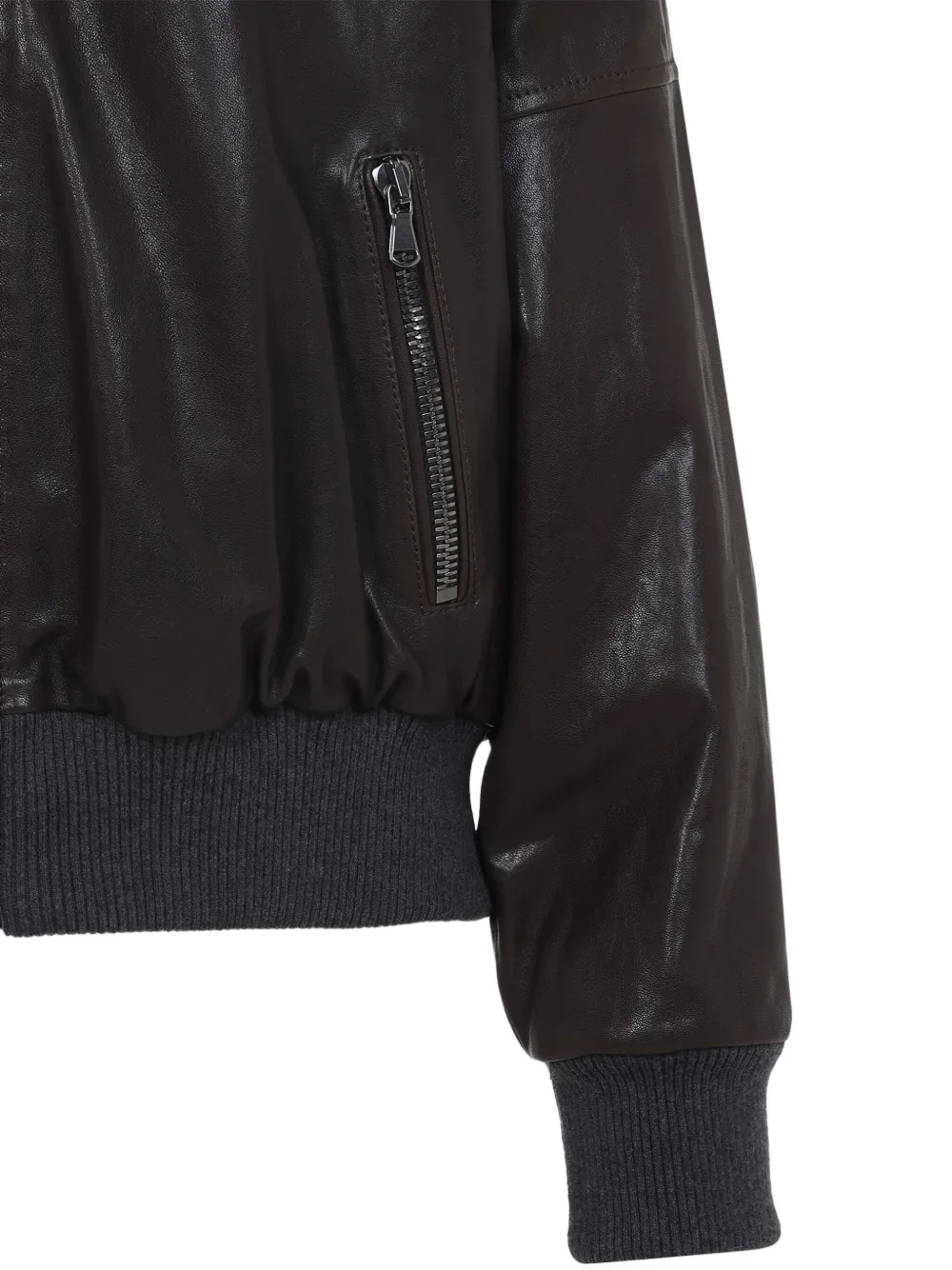 Brunello Cucinelli shearling-collar leather bomber jacket Bruin