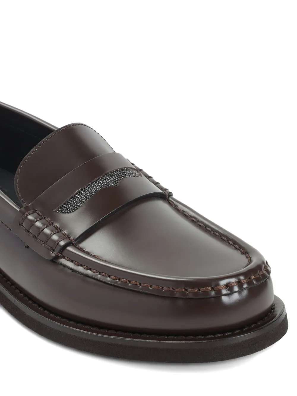 Brunello Cucinelli penny-strap leather loafers Bruin