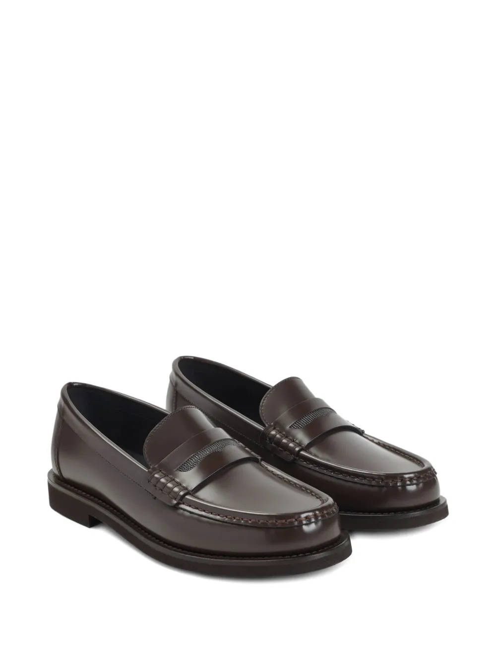 Brunello Cucinelli penny-strap leather loafers Bruin