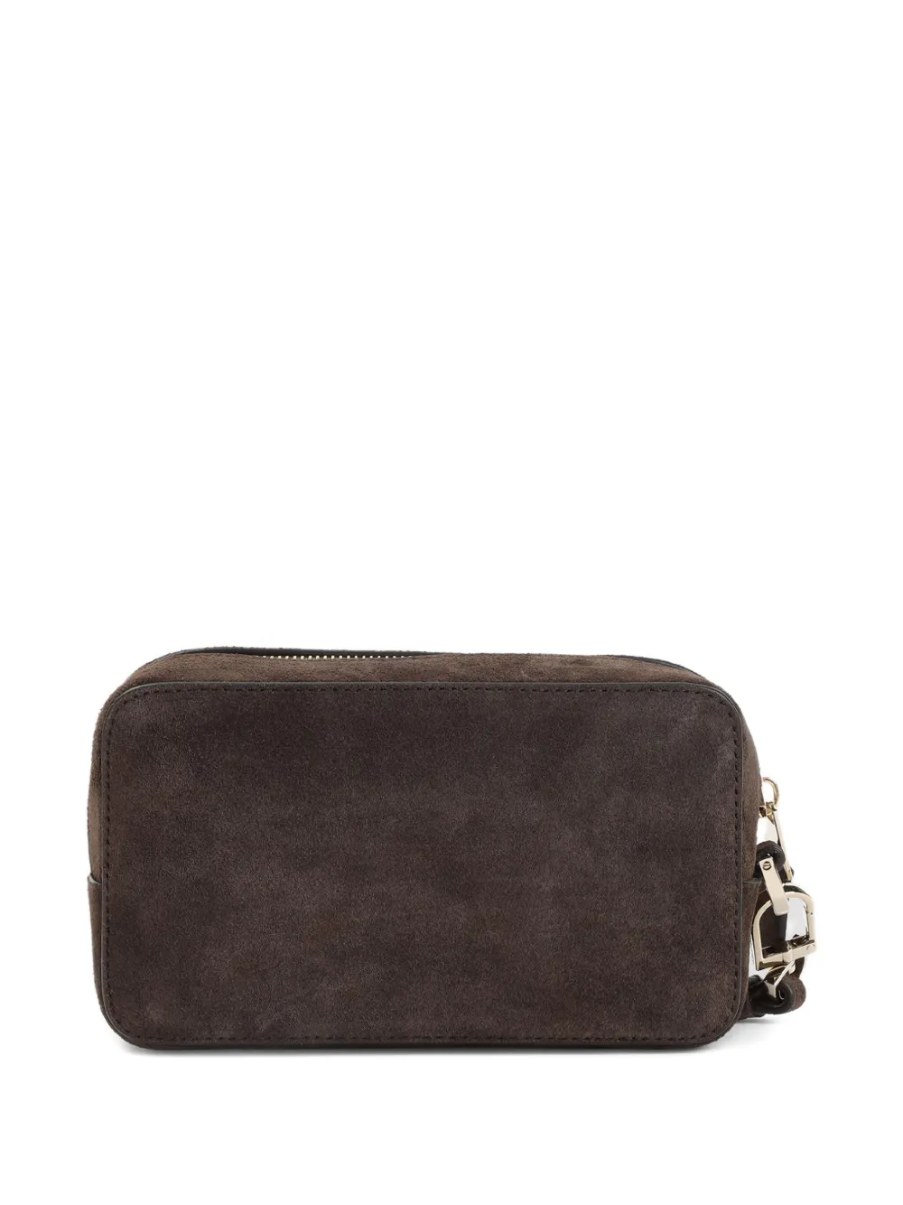 Giorgio Armani suede logo-patch clutch bag Bruin