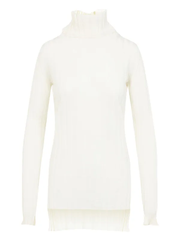white ribbed turtleneck dress Warm Turtleneck White Knitted Dress 98degreenorth