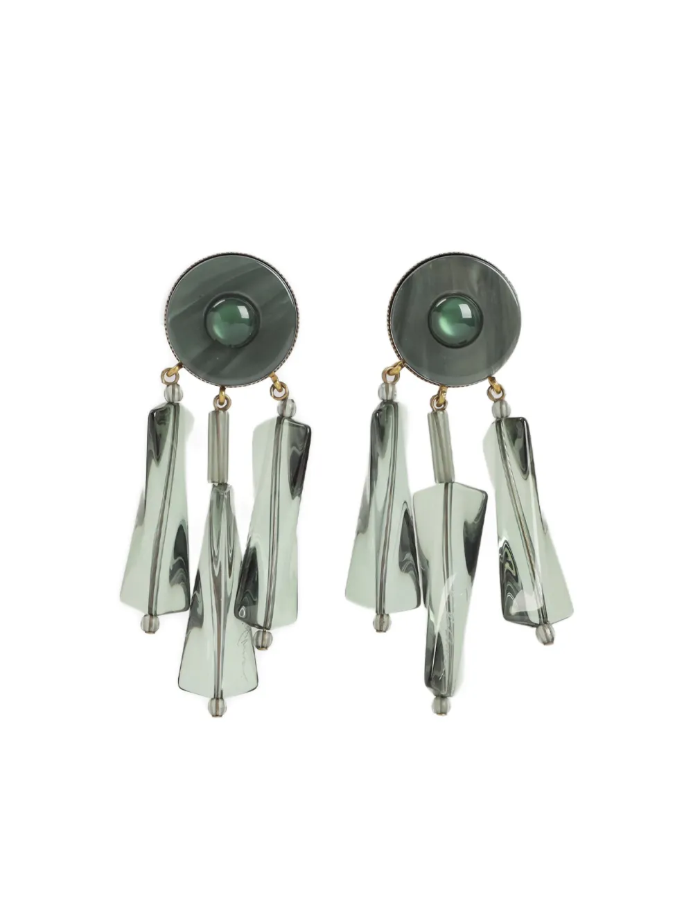 Giorgio Armani circular-drop clip-on earrings | Green | Image 1
