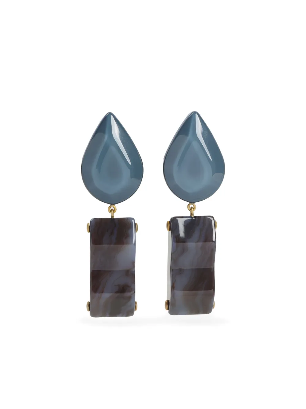 Giorgio Armani Teardrop-rectangular Stone Clip-on Earrings In Multi