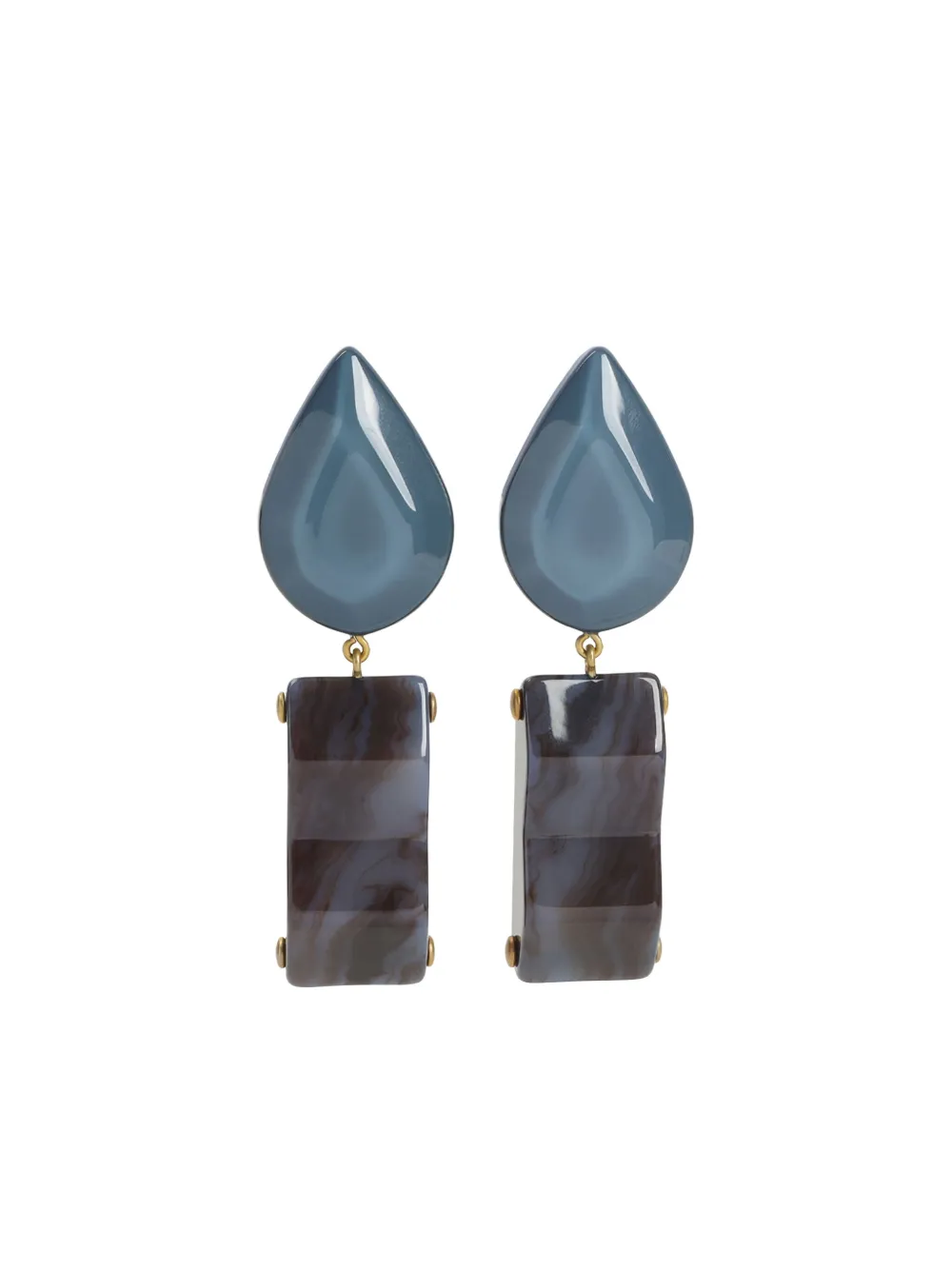 Giorgio Armani teardrop-rectangular stone clip-on earrings | Blue | Image 1