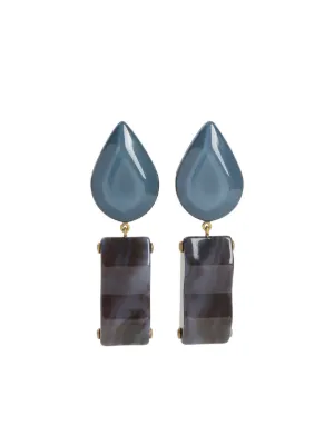 ピアス Giorgio Armani Teardrop Grey Earrings With Marbled Pendant Giorgio Armani Teardrop Grey With Marbled Pendant | THE LIST