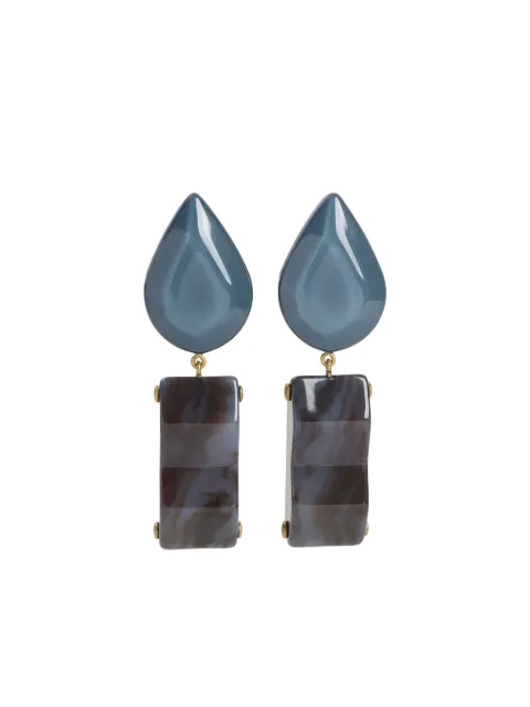 Giorgio Armani teardrop-rectangular stone clip-on earrings