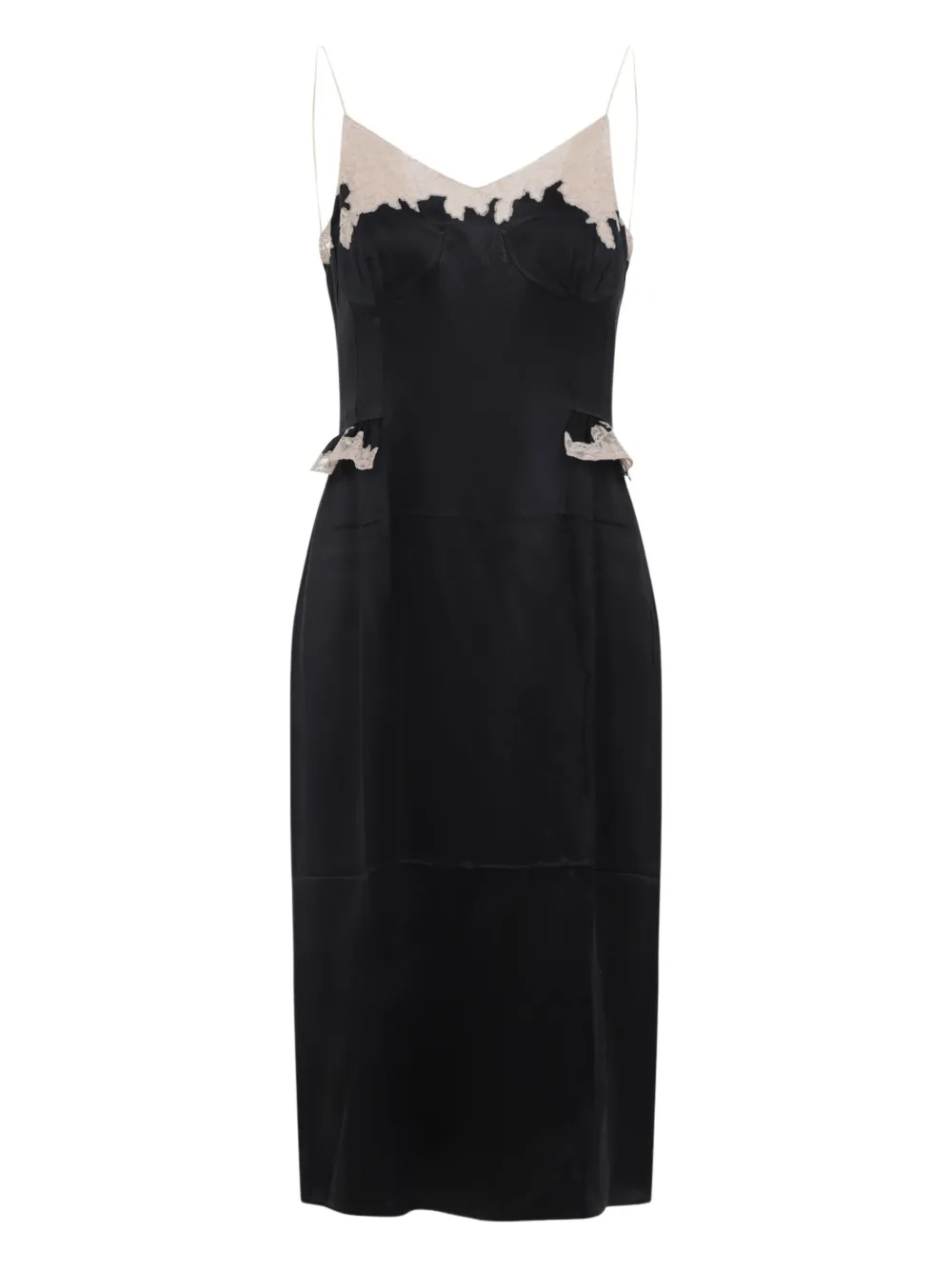 Prada lace-trimmed midi slip dress Zwart