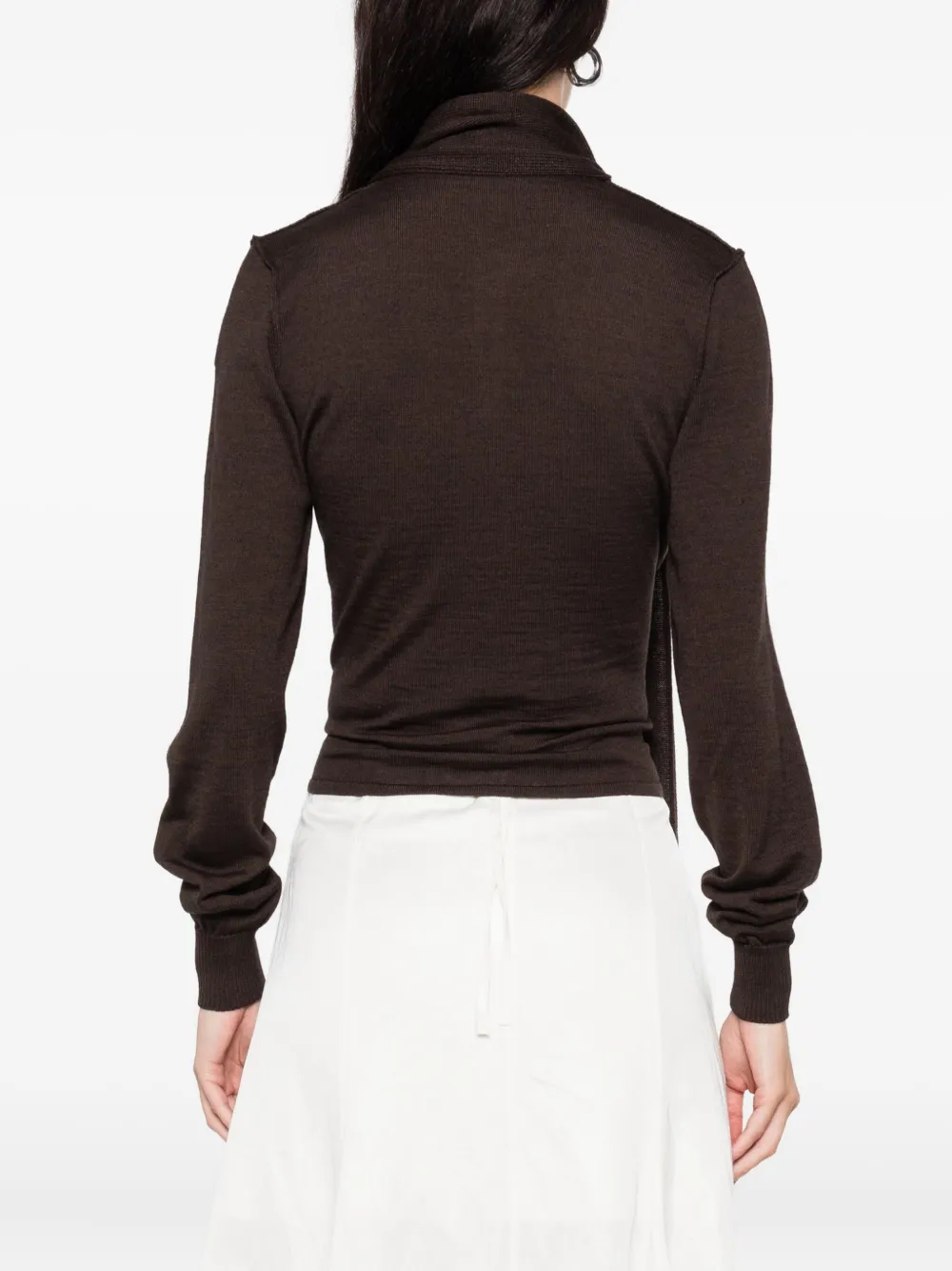 Lemaire Tie-neck Button-detail Top In Brown