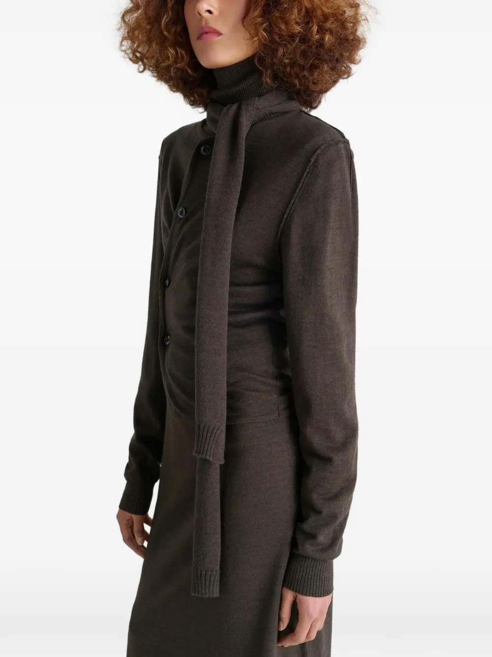 LEMAIRE Top met gestrikte hals en knoopdetail Bruin