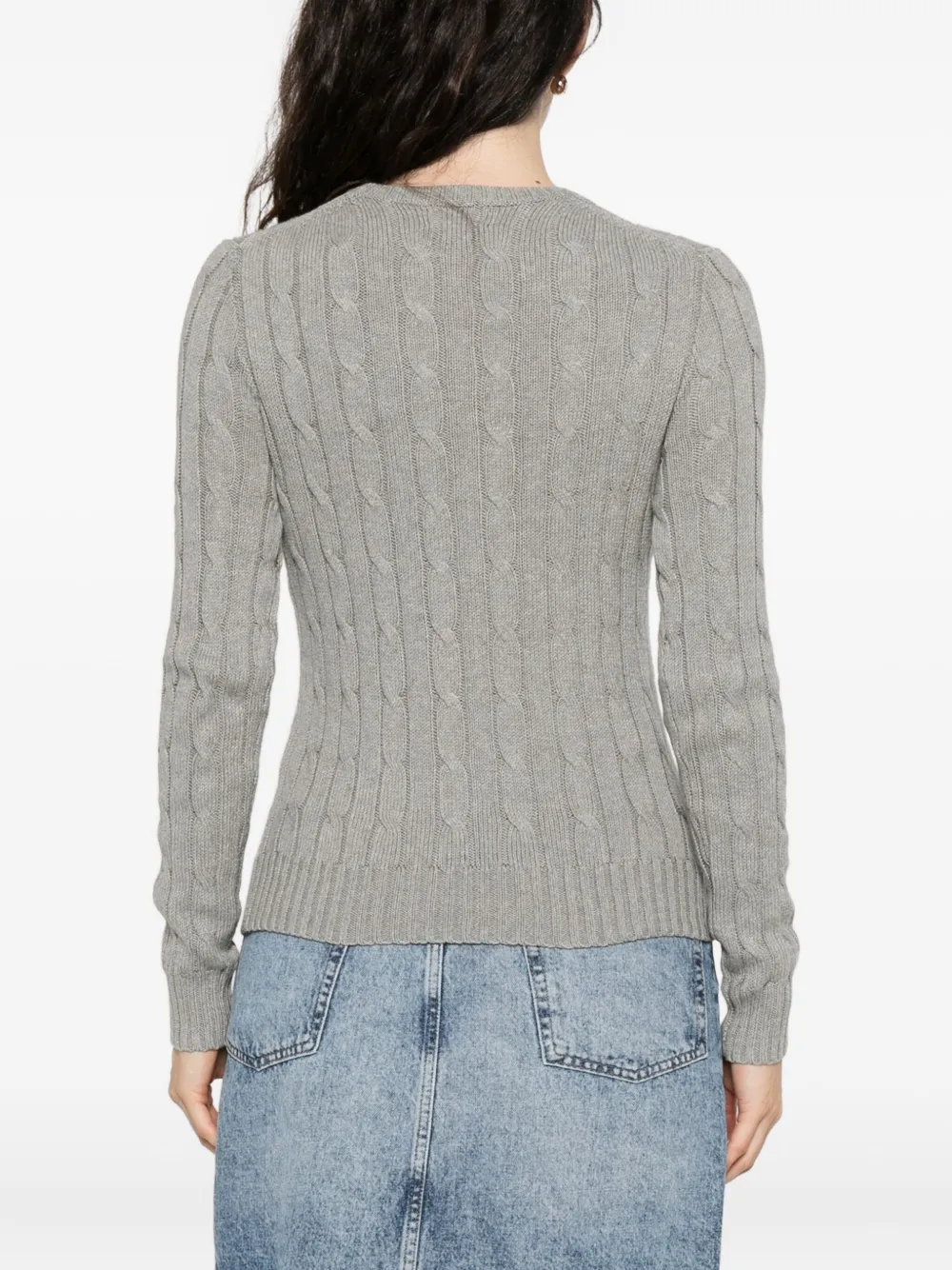 Polo Ralph Lauren Cable-knit Crew-neck Sweater In Gray