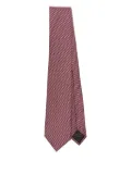 Brioni geometric-pattern silk tie - Red