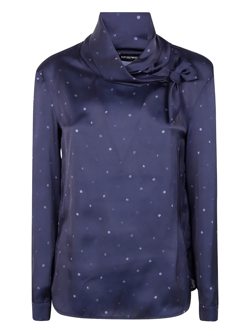 Emporio Armani Blouse met stippen en strik Blauw