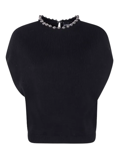 Emporio Armani beaded-neck ribbed sweater 