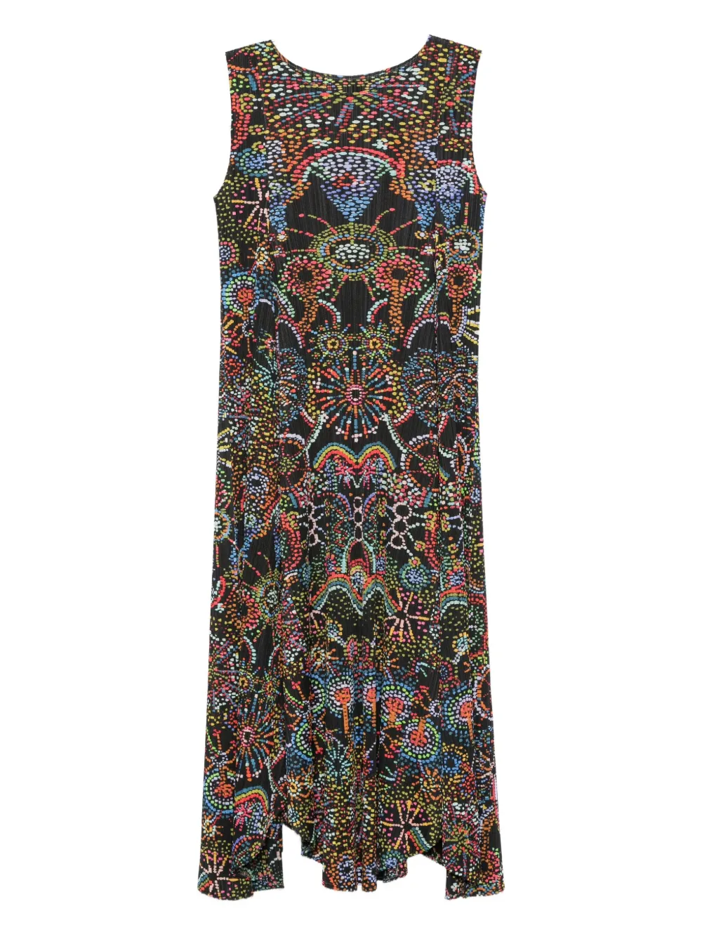 Pleats Please Issey Miyake sleeveless pleated midi dress Zwart