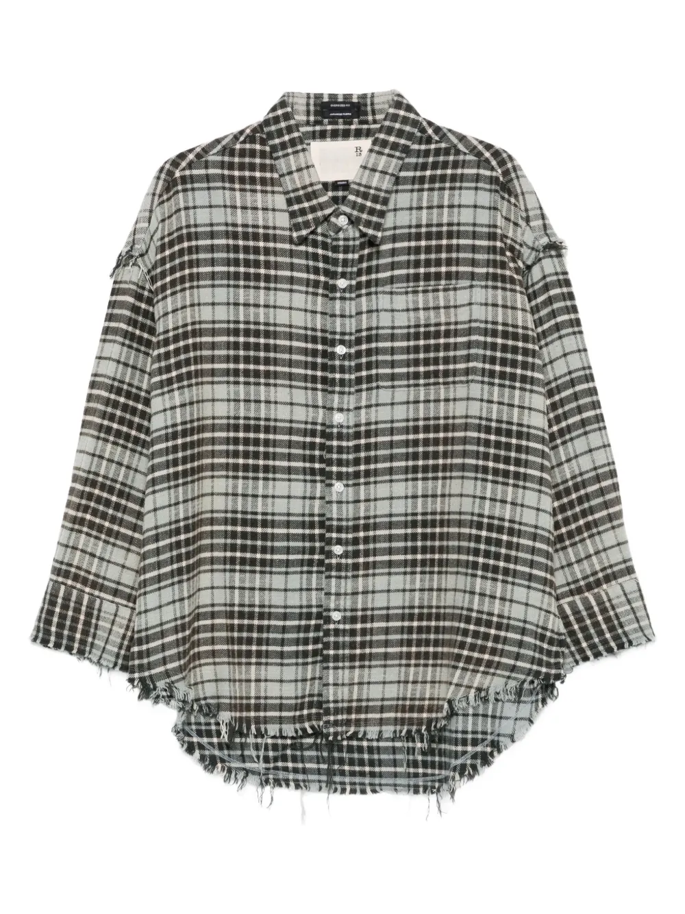 R13 frayed plaid shirt Blauw