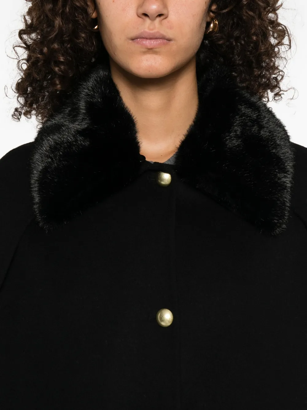 Ermanno Firenze Fur-trimmed Cape Coat In Black