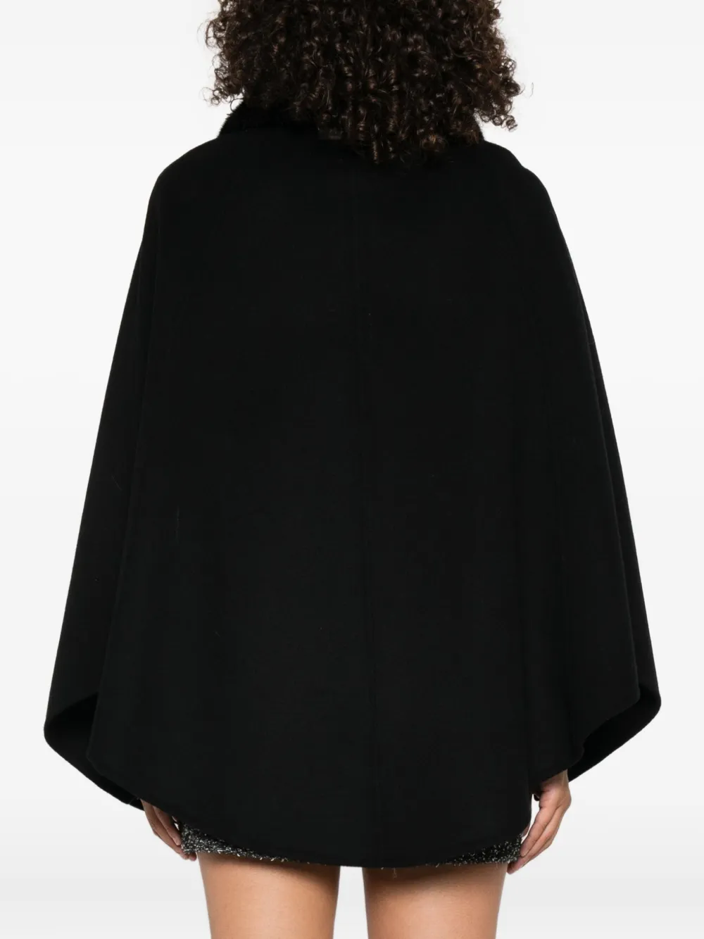 Ermanno Firenze Fur-trimmed Cape Coat In Black