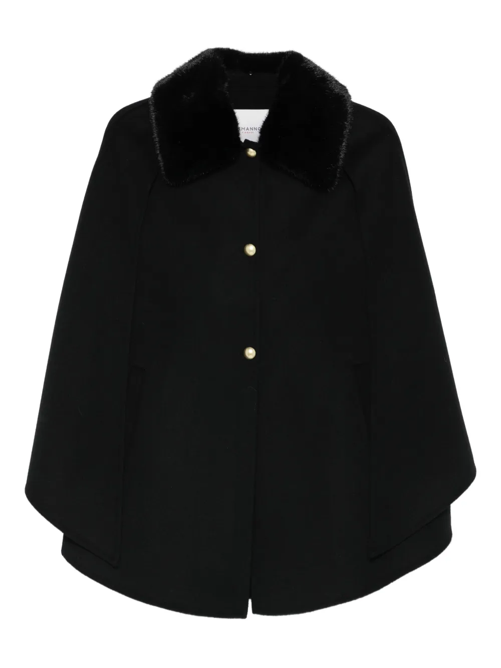 Ermanno Firenze Fur-trimmed Cape Coat In Black