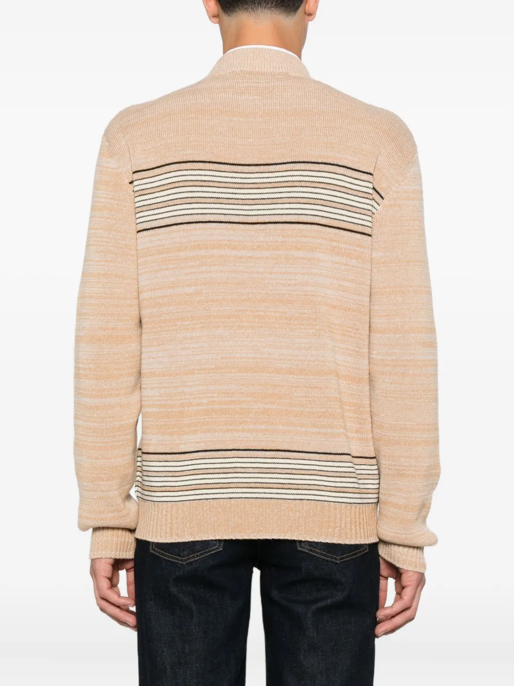 Valentino Garavani pegasus-embroidered striped sweater Beige