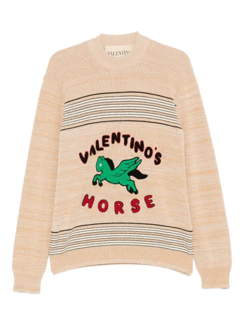 Valentino Garavani pegasus-embroidered striped sweater