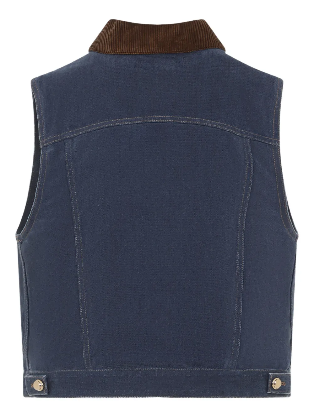 Miu corduroy-collar denim vest Blauw