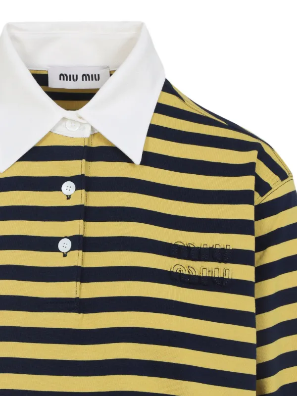 Miu Miu Striped Polo Shirt | Yellow | FARFETCH