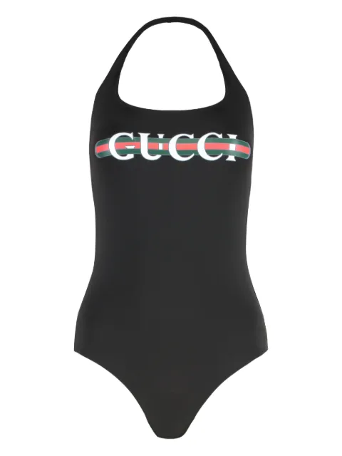 Gucci logo-print halter swimsuit