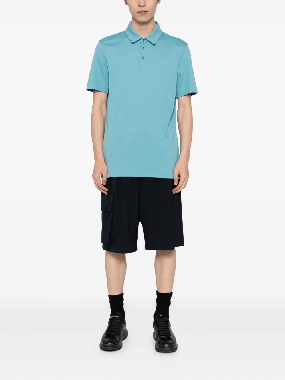 BOSS Poloshirt met logoprint - Blauw