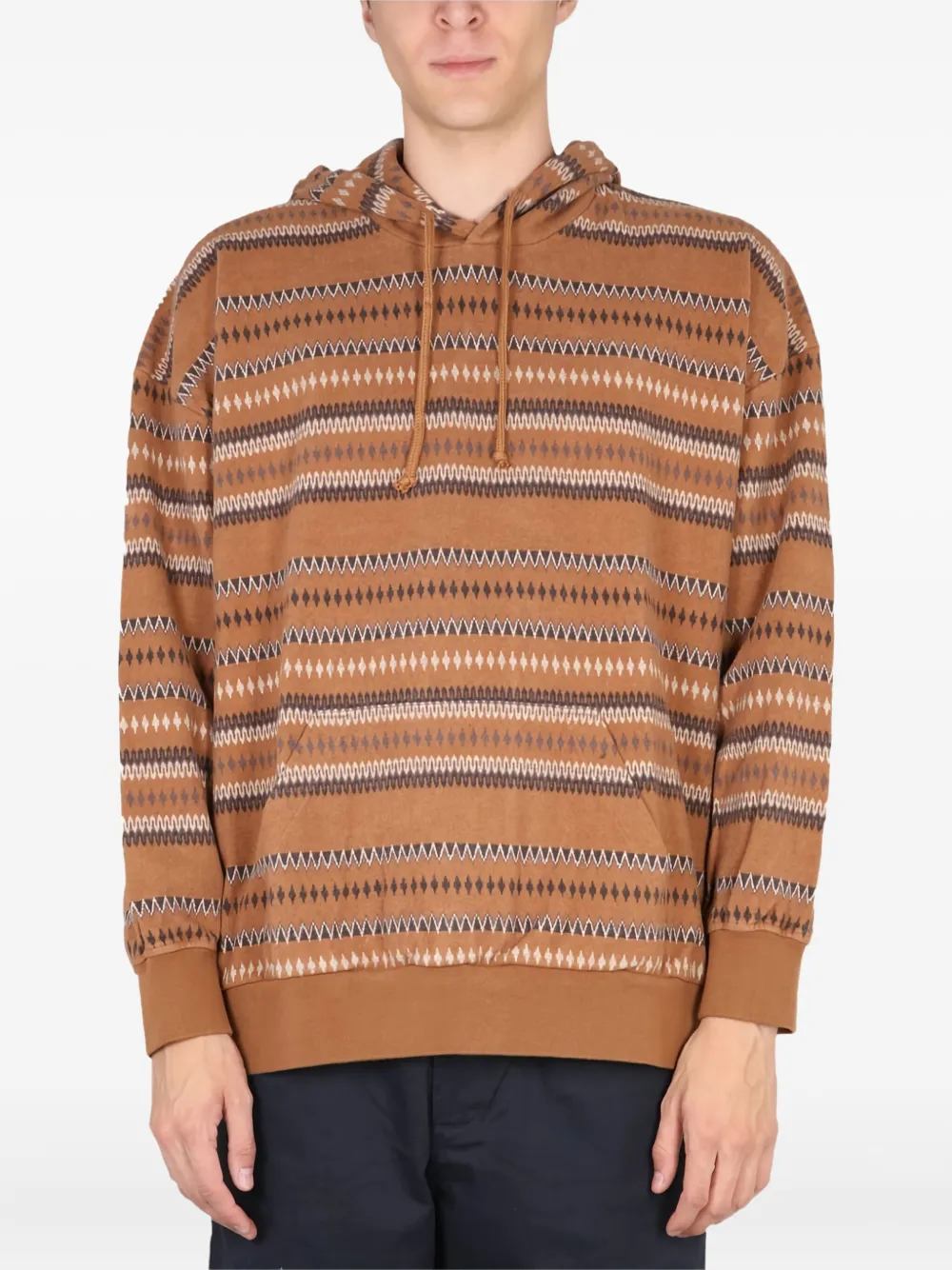 Universal Works striped hoodie | Brown | Image 1