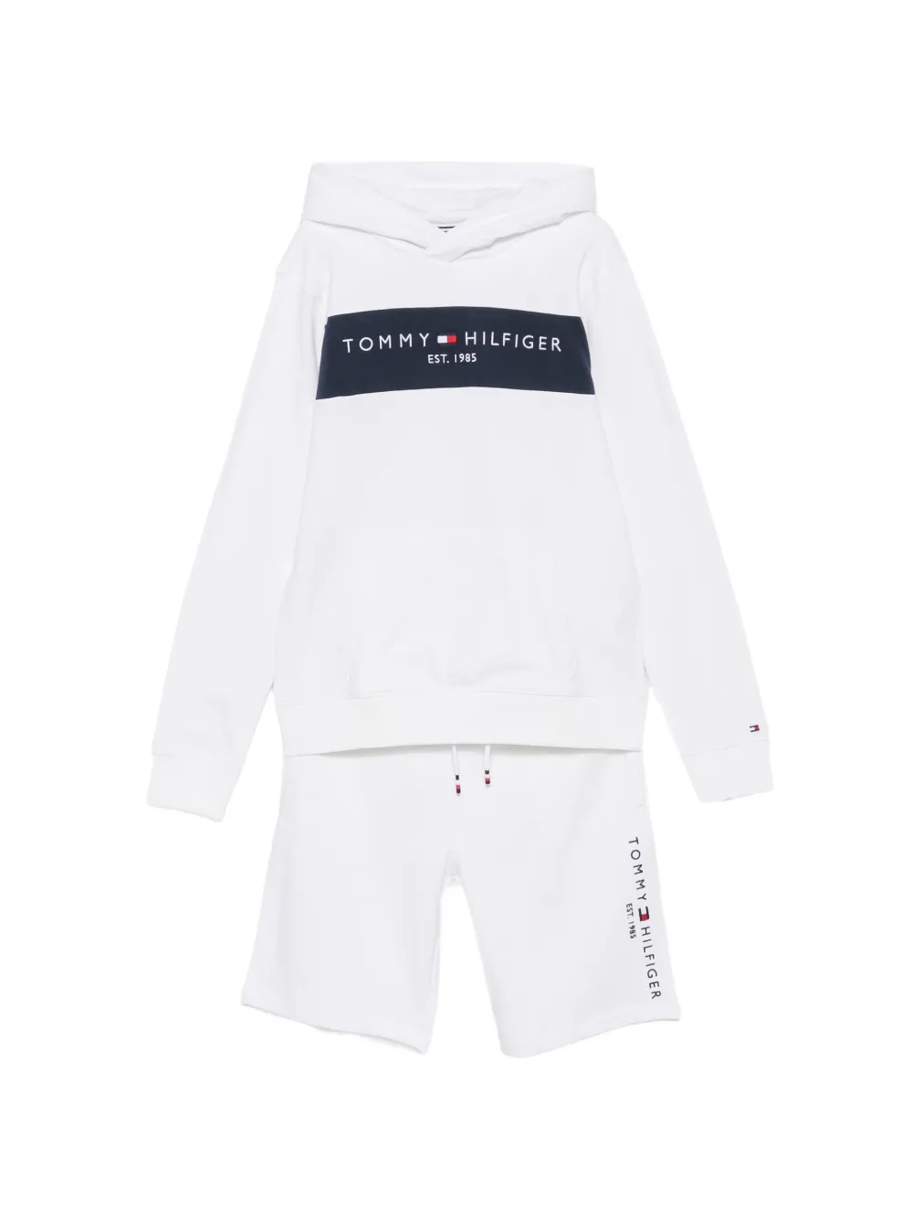 Tommy Hilfiger Junior logo-embroidery hoodie and shorts set - White