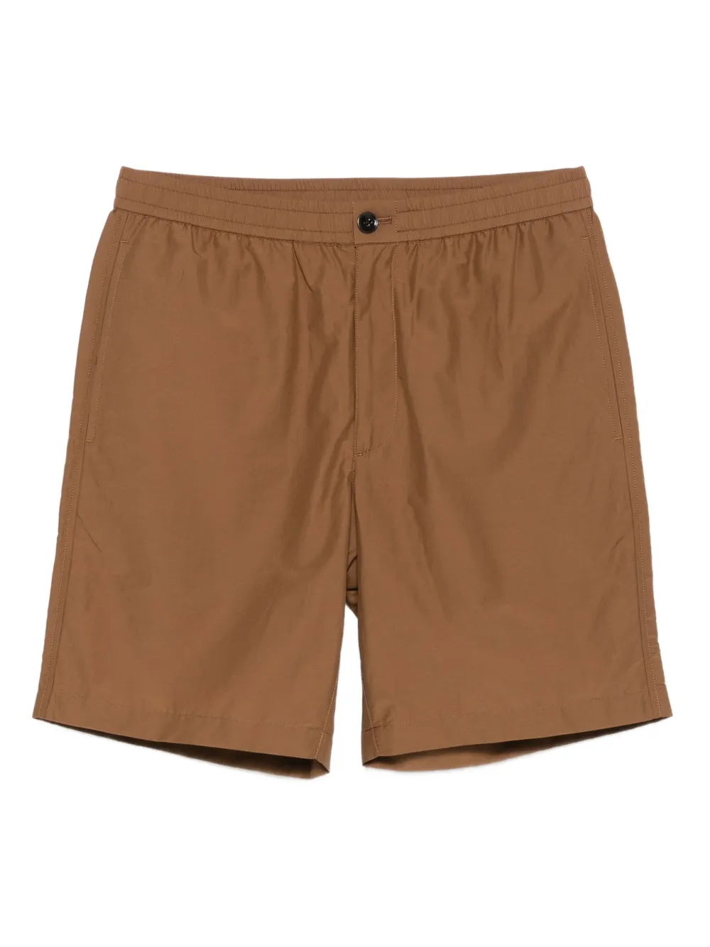 Theory Elastic-waist Cotton-blend Deck Shorts In Brown
