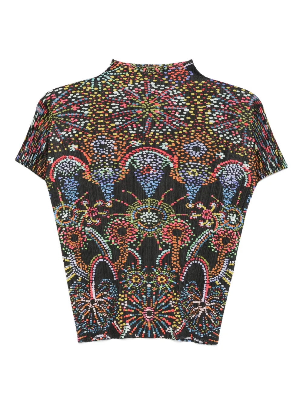 Pleats Please Issey Miyake pleated mock-neck cropped T-shirt Zwart