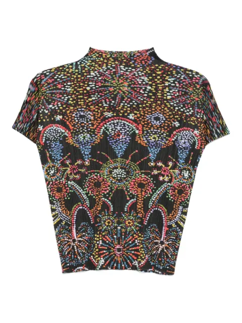 Pleats Please Issey Miyake pleated mock-neck cropped T-shirt