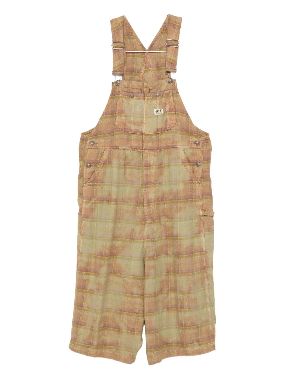 R13 Jumbo Plaid Cotton Jumpsuits In Neutral