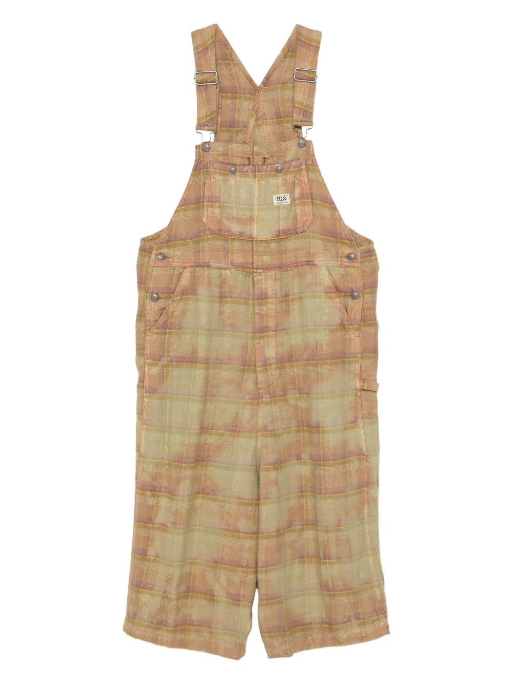 R13 Jumbo plaid cotton jumpsuits Beige