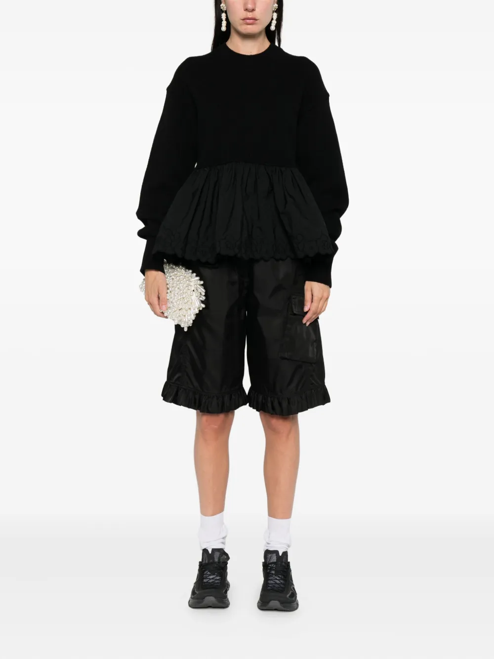 Cecilie Bahnsen ruffled sweater Zwart