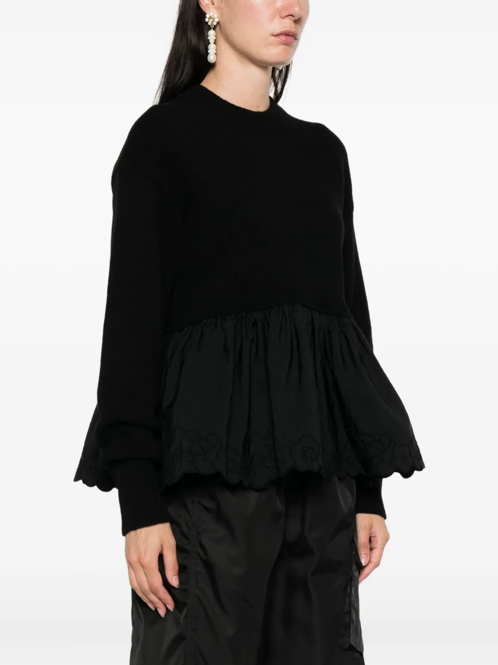 Cecilie Bahnsen ruffled sweater Zwart