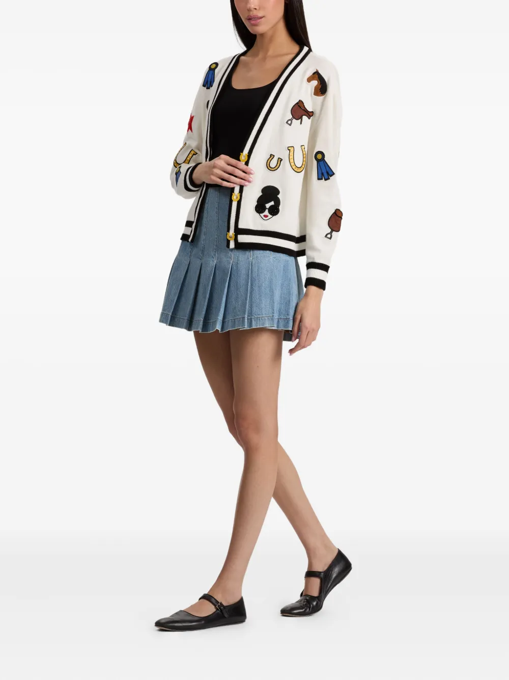 alice + olivia equestrian-motif cardigan Wit