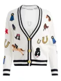 alice + olivia Bradley equestrian-motif cardigan - White