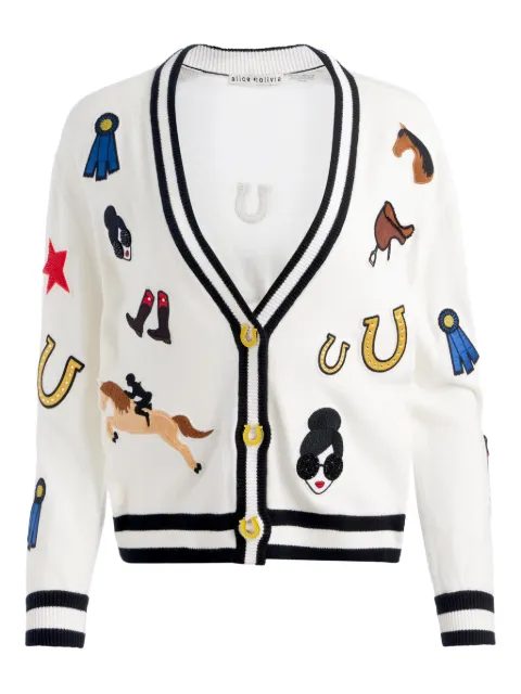 alice + olivia equestrian-motif cardigan