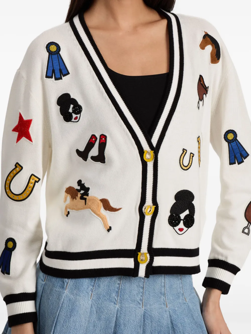 alice + olivia equestrian-motif cardigan Wit